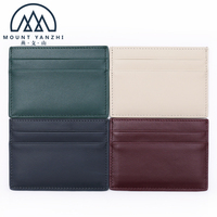 Dompet kartu kredit kulit sapi pria wanita, grosir pemegang kartu jumlah kecil Logo kustom sederhana kualitas terbaik