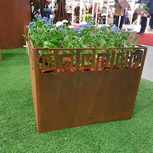 Jardinière ronde en acier corten utilisée comme bac à fleurs moderne d'extérieur, tailles et design personnalisés - Product Image 5