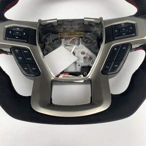 CCexcellent พวงมาลัยคาร์บอนไฟเบอร์สไตล์สปอร์ตออกแบบได้ตามต้องการสำหรับ F150 <span class=keywords><strong>Challenger</strong></span> Civic Q5ด้วยหนังสีแดงแบบมีรูพรุน - Product Image 3