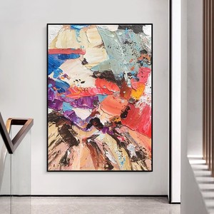 Pintura al Óleo Pintada a Mano, Gran Escala, Arte Abstracto 3D, Estilo Minimalista, con Marco, para Sala de Estar, Pasillo, Entrada - Product Image 2