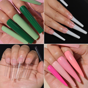 Nouveau style, application facile, 120 pièces/sac, faux ongles transparents à presser, couvrance totale, 4XL, extensions super longues, formes cercueil et amande - Product Image 3