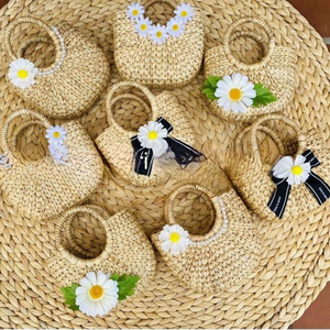 Vendedor superior marrón claro estilo clásico agua Jacinto ratán bolsa mimbre paja cesta puerta regalo vacaciones decoración hecha a mano Vietnam - Product Image 5