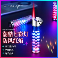Briquet à gaz classique en métal, rechargeable, coupe-vent, avec allumage LED rouge, pour fêtes et cigarettes - Vente en gros