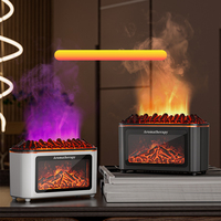 Diffuseurs d'huiles essentielles portables 2026, 7 couleurs LED, lumière nocturne, USB, ultrasonique, effet flamme de feu, diffuseur d'arômes d'air