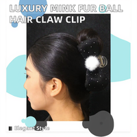 Nouvelle pince à cheveux en fourrure de vison de luxe, pince à cheveux en tissu de princesse avec frange