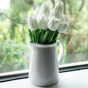 INUNION alta calidad PU Faux tulipán flores púrpura flores artificiales Real Touch tulipán para Decoración - Product Image 6