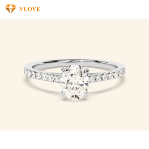 <span class=keywords><strong>Bague</strong></span> en diamant de laboratoire ovale, <span class=keywords><strong>bague</strong></span> de fiançailles en <span class=keywords><strong>or</strong></span> 14 carats avec diamant de laboratoire ovale - Product Image 3