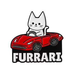 Lindo para conducir coche esmalte pines dibujos animados gatito FURRARI coche broches mochila solapa pines insignia joyería fundición al por mayor - Product Image 6