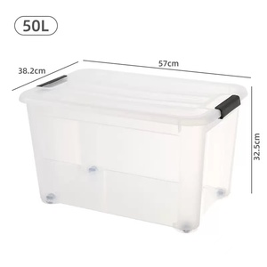 Boîtes de rangement avec couvercles, en plastique transparent, 70 quarts - Contenants de rangement robustes pour placard, salle de bain et bureau - Product Image 1
