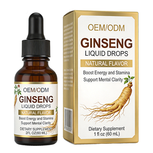 תוסף נוזלי ג'ינסנג מותג פרטי - ייצור לפי הזמנה (OEM/ODM) לתמיכה באנרגיה ובהירות נפשית, 60 מיליליטר טיפות בטעם טבעי - Product Image 1