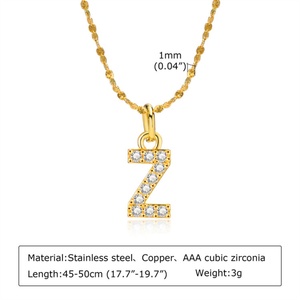 Gold Plated Letter <b>Necklace</b> Custom 26 Zircon Letter Pendant <b>Necklaces</b> - Product Image 3