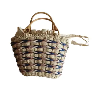 Customized Paper Rope Woven Bamboo Cane Handbag Striped Grass Woven Bags Summer Beach Handmade Luxury Rattan Women's Mini Bag