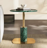 Table console moderne de luxe en marbre vert, finition dorée haut de gamme pour la décoration de chambre d'hôtel et de salle à manger, couleur personnalisée