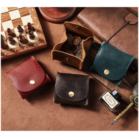 Porte-monnaie authentique, Portefeuille en cuir pour homme, Pochette de rangement pour écouteurs filaires, Mini sac de rangement, Organisateur de câbles en cuir