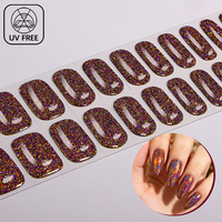 Listo para Enviar, Bajo MOQ, Pegatinas de Uñas de Gel Semicuradas, con Purpurina Bronce, Puntos, Flores, Plata Brillante, Margaritas, Morado, Sin UV