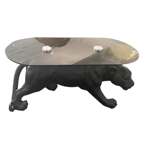 Tavolino <span class=keywords><strong>da</strong></span> Caffè Moderno di Lusso Italiano Rosa con Motivo Leopardato <span class=keywords><strong>in</strong></span> <span class=keywords><strong>Vetro</strong></span> e Fibra di <span class=keywords><strong>Vetro</strong></span> per Soggiorno, Sala <span class=keywords><strong>da</strong></span> <span class=keywords><strong>Pranzo</strong></span>, Hotel e Salone - Product Image 3