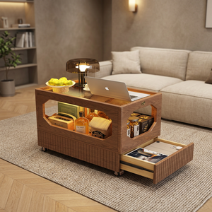Rolling End <b>Table</b> with Wheels, Portable <b>Side</b> <b>Table</b>, Mobile <b>Sofa</b> <b>Side</b> Accent <b>Table</b> for Living Room Bedroom Office - Product Image 2