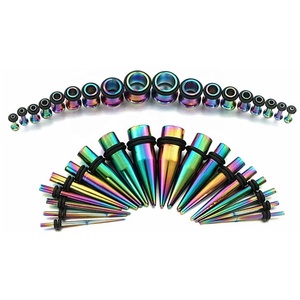 Ensemble de 36 bouchons d'<span class=keywords><strong>oreille</strong></span> en <span class=keywords><strong>acier</strong></span> inoxydable 14G-00G à évasement unique Tunnels Flesh Tapes Stretcher pour les mariages ou les fiançailles - Product Image 3