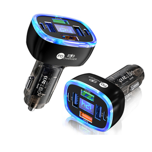 Nuevos productos 2024 adaptador de cargador de coche USB C multipuerto con pantalla de voltaje 6 en 1 carga súper rápida para iPhone 16 15 Samsung - Product Image 1