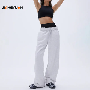 Haute qualité surdimensionné entraînement <span class=keywords><strong>taille</strong></span> moyenne pantalons empilés femmes personnalisé léger et respirant cordon large jambe pantalon femmes - Product Image 3
