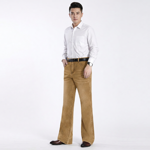 Pantalones Vaqueros de Mezclilla Color Caqui para Hombre, Corte Bootcut, 100% Algodón, Ecológicos, Resistentes a la Decoloración, Cintura Alta, Corte Regular, Casuales, con Bolsillos - Product Image 1