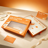 Boîte cadeau personnalisée orange pour la mi-automne, avec fenêtre transparente, emballage en papier, plateau intérieur pour gâteaux de lune et poignée, pour cadeau de festival