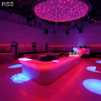 Comptoir de pub en forme de U Design moderne translucide Corian Led Night Club Bar Counter