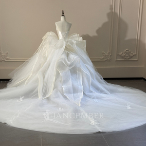 XS292 Vestidos de Novia Elegantes sin Tirantes con Volantes y Bordados de Encaje - Product Image 4
