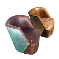 Fauteuil en cuir pour cigares, fauteuil en cuir tubulaire, fauteuil tubulaire antique