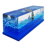 Artisanat flottant liquide décor vague liquide ondulé liquide poids de papier flottant avec bateau flottant et Iceberg