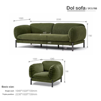 Meilleurs nouveaux produits Causeuse de salon au design unique Sofa populaire en velours côtelé vert pour chambre et meubles de maison