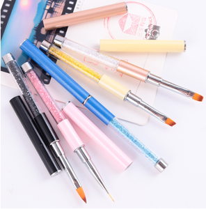 Pinceau à ongles coloré en acrylique avec strass, pinceau angulaire pour gel UV, pinceau de peinture pour la manucure et le nail art - Product Image 2