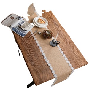 Drapeau de table tissé de style américain moderne Décoration de fête en jute naturelle Rime brodée en dentelle pour salle à manger Serviette de couverture de couloir - Product Image 5