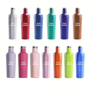 Bouteille isotherme en acier inoxydable 304 avec couvercle à bouton et logo personnalisé, ensemble cadeau d'entreprise, promotion, bouteille d'eau de sport isolée - Product Image 4