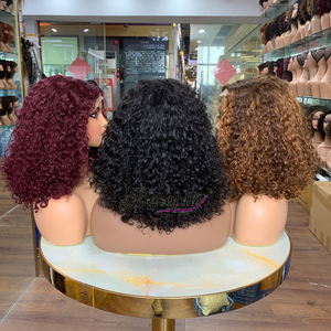 Perruque en cheveux humains naturels, coupe bob, super double trame, 14 pouces, boucles luxueuses, fermeture 4x4, perruque bob en cheveux humains - Product Image 1