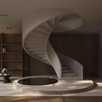 Intérieur de villa escalier en fer forgé design loft escalier en colimaçon en bois led avec garde-corps à panneau latéral
