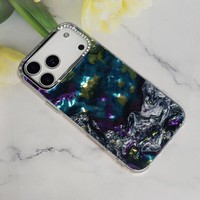 Coque de téléphone portable en marbre antichoc pour Iphone 11 12 13 14 15 16 17 Air Cadres de diamants Housses de téléphone 17 Pro Max 16 Plus