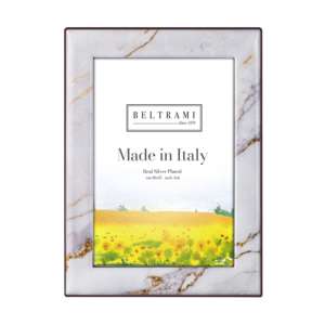 Beltrami Photo <b>Frame</b> <b>4x6</b> Silver Plated Made in Italy Marble Design - Product Image 1