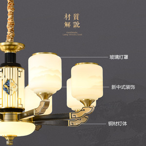 Lámpara de araña de estilo chino con múltiples cabezales LED para sala de estar, decoración del hogar, lámpara de techo redonda con base para bombilla E27 - Product Image 5