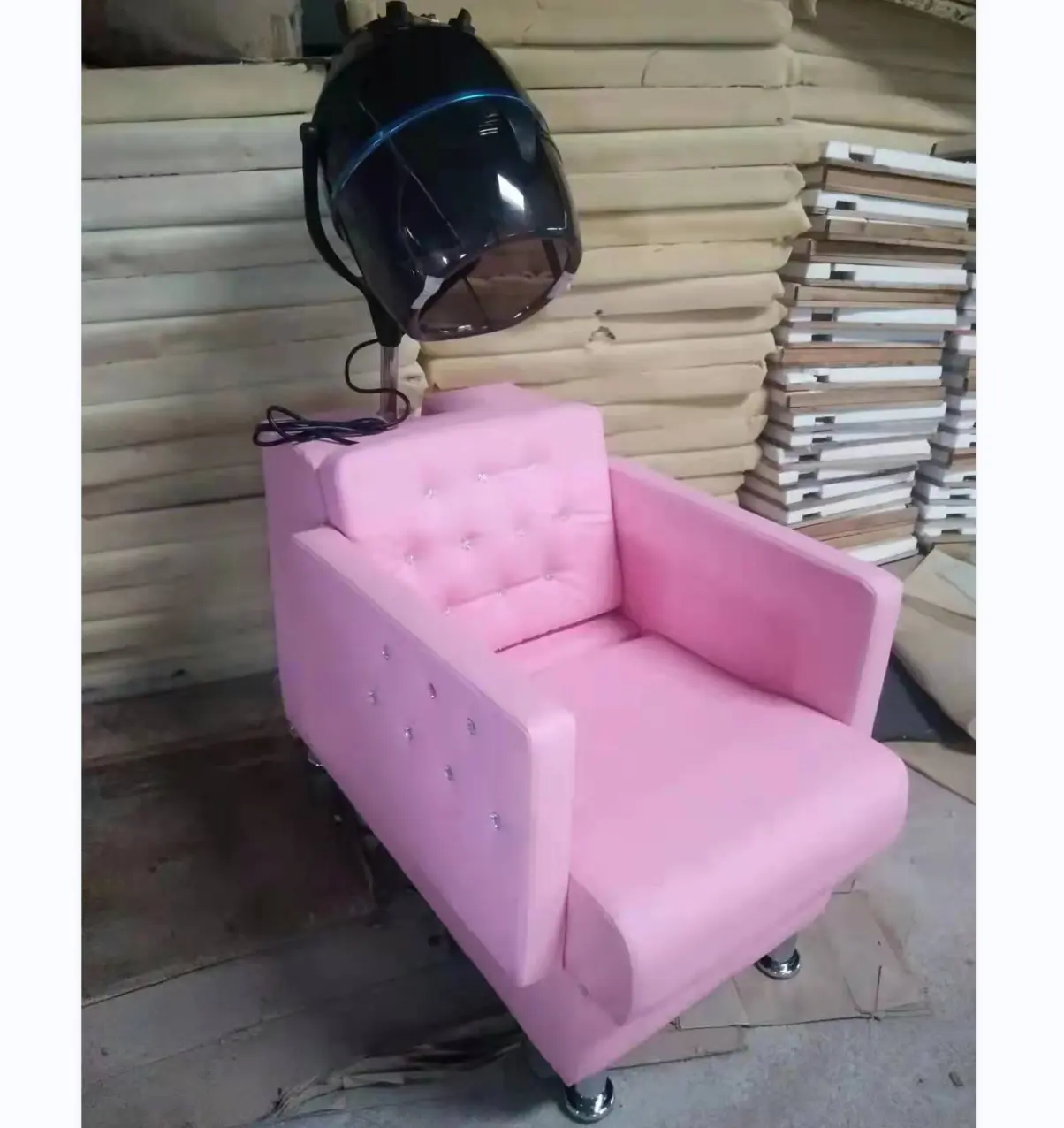 2022เก้าอี้เครื่องเป่าสีชมพูยอดนิยมเก้าอี้ร้านเสริมสวยพร้อมเครื่องเป่ารับประกัน5ปี