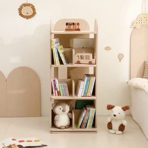 Libreria Girevole Moderna in Legno Montessori per Bambini, Scaffale da Terra per Cameretta, Asilo Nido, Scuola Materna, Aula, <span class=keywords><strong>Smurfs</strong></span> - Product Image 5
