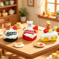 Kawaii ours gâteau dessin animé résine Flatback Cabochon pour album à faire soi-même porte-clés pendentif maison de poupée Miniature nourriture jouets