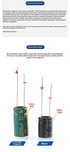 Composants de condensateurs électrolytiques en aluminium à travers-trou 10/16/25V/35/50V/100/220/470/1000/2200uF - Product Image 6