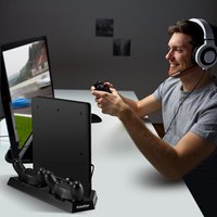 Station de ventilateur de refroidissement pour PS4/PS4 Slim/PS4 Pro support Vertical avec double contrôleur, Port EXT, station de charge et emplacements de jeu