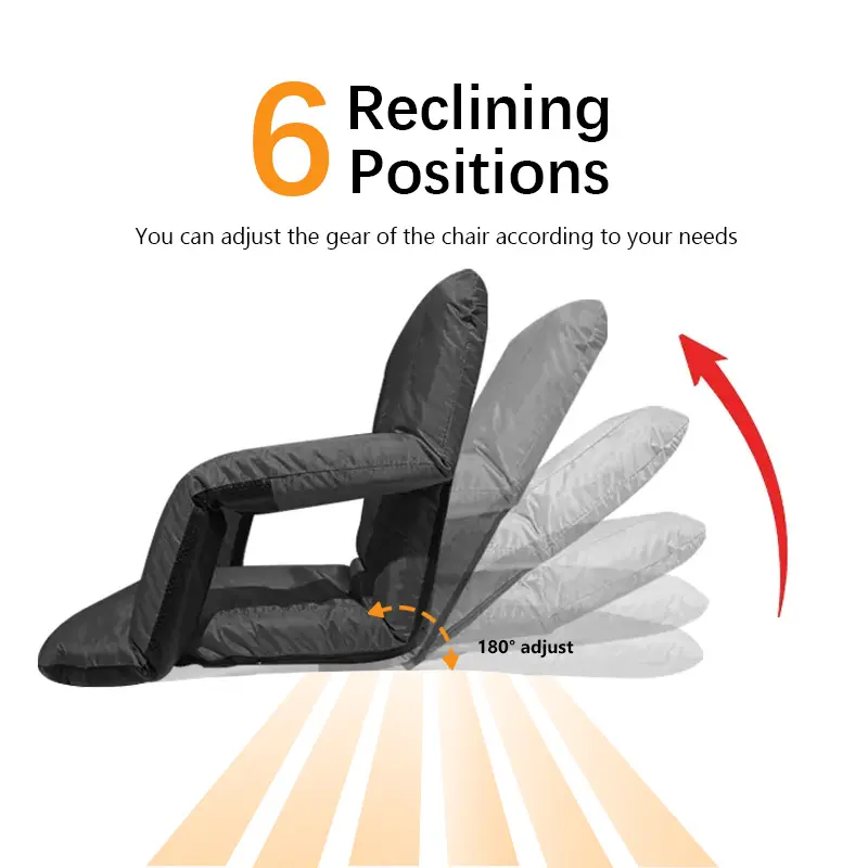 Portable Bleacher Chair Reclining Stadium Seat Chairs Folding Stadium Seat with Armrest