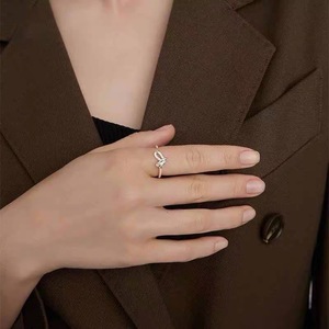 S925 Sterling Silver Knotted Heart <b>Ring</b> For Women Simple Minimalist Open Design Gift Jewelry - Product Image 4
