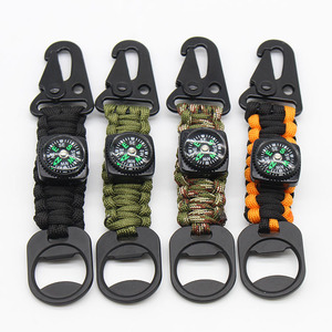 Porte-clés Paracord robuste avec mousqueton et boussole Accessoire de camping et de randonnée pour hommes et femmes - Product Image 1