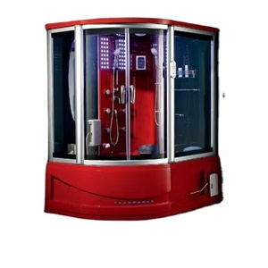Cabine de douche vapeur autoportante coulissante en aluminium et acrylique, bain à remous massant avec cascade, pour usage hôtelier, design moderne - Product Image 1