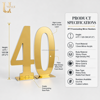 Support de numéros en acrylique doré grand format Uvenue 0-9 avec support en PVC, signalétique numérique autoportante pour banquets et anniversaires