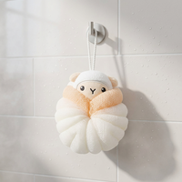 Éponge de bain en maille en forme de fleur, mignonne et simple, de haute qualité, exfoliante et douce pour les enfants
